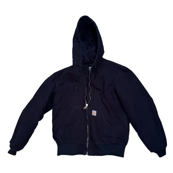 Carhartt Men’s Small Black Heavyweight Hooded Work Jacket Loose Fit - Picture 4 of 4